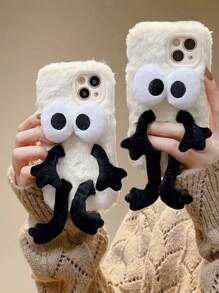 不寻常的有趣和俏皮的 3D 表情毛绒手机壳适用于 iPhone 15 Pro Max/14/13/12/11，灵感来自 - 黑與白 - 查看 5