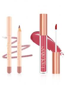 Matte Lipstick Lip Gloss Set, 5 Colors Liquid Lipstick Suit, 5 Piece Matte Lipstick And Glaze Set, 24 Hour Lip Liner Set, Matte Liquid Lipstick Set, Waterproof Matte Lipstick Set Long Lasting And Lip Liner Set - Sugar - View 4