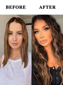 6入組柔軟的波浪捲髮,20英寸棕色突出顯色的夾式合成捲髮,綿密捲髮女士發夾式全頭合成纖維擴增頭髮件 - 間色 - 查看 7