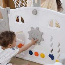 UBRAVOO Foldable Baby Playpen With Mini Basketball Hoop & 50Pcs Coloured Pit Balls, Car Theme Playpen For Baby And Toddlers, Large & Fun Indoor Activity Centre - 延長件4(粉白) - 查看 4