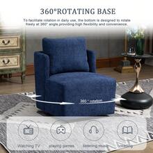 HOMEFUN Swivel Barrel Chair, Comfy Round Accent Sofa Chair For Living Room, 360 Degree Swivel Barrel Club Chair, Leisure Arm Chair For Nursery, Hotel, Bedroom, Office, Lounge - 海軍藍 - 查看 4