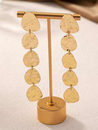 1 对时尚简约欧美风格不对称经典几何纹理百搭个性吊坠耳环