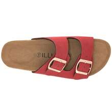 Women's Cork Footbed Sandals With Adjustable Buckles Slip On Platform Slides Sandals Summer Shoes - Red - View 4