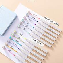 6pcs Dual Tip Fluorescent Highlighter With Soft Tip, Light Color Series, Student Stationery For Note Taking - Multicolor - View 8