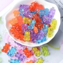 100入組樹脂小熊糖吊墜,彩色小熊糖造型吊飾,卡通小熊鑰匙扣、項鍊吊環魅力吊墜、可愛手鍊配件,適合兒童diy手工藝品 - 彩色 - 查看 5