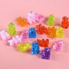 100入組樹脂小熊糖吊墜,彩色小熊糖造型吊飾,卡通小熊鑰匙扣、項鍊吊環魅力吊墜、可愛手鍊配件,適合兒童diy手工藝品 - 彩色 - 查看 4