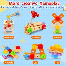 圣诞装饰儿童工具套装 - 29 件木制幼儿工具带盒子，蒙特梭利 STEM 教育角色扮演建筑玩具，适合 4 5 6 岁男孩女孩，最佳生日礼物（颜色和细节随机）