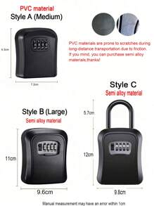 Caja de bloqueo de llaves para exteriores - Caja de bloqueo montada en la pared para llaves de la casa al aire libre - Escondites de llaves con combinación para ocultar una llave - Caja de almacenamiento de llaves a prueba de agua - Negro - Ver 4