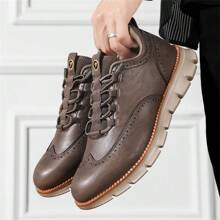 Men's Elastic Letter Pattern Round Shoelaces Casual & Dress Shoes, Coffee/Brown