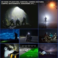 Lampara de Cabeza, Linterna de Cabeza LED de Detección Inteligente, Lámpara de Cabeza con Iluminación Gran Angular de 230 °, Peso Ultraligero, Recargable por USB, Impermeable, 5 Modos de Luz. - Negro - Ver 6