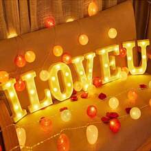 1pc 8.3 Inches LED Marquee Letter Lights Sign, Light Up Alphabet Letter A-Z, &, Heart, For Home Party Wedding Decoration - White - View 4