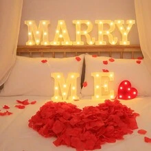 1pc 8.3 Inches LED Marquee Letter Lights Sign, Light Up Alphabet Letter A-Z, &, Heart, For Home Party Wedding Decoration - White - View 5