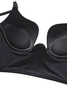 Sexy Women's Deep U-Backless Seamless Push Up Bra, Adjustable Lingerie - Black - View 7