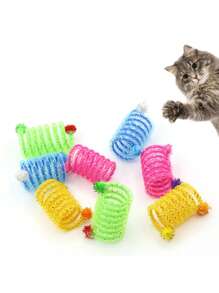 2pcs/Pack Colorful Pet Spring Cat Toy Elastic Tube Spring Kitten Plaything With High Beauty Value For Cat Interactive Play, Random Color