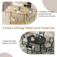 Nestfair 5-Piece Dining Table Set With 2 Drawers And 4 Upholstered Chairs
