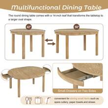 Nestfair 5-Piece Dining Table Set With 2 Drawers And 4 Upholstered Chairs