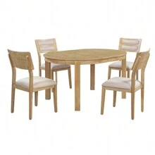 Nestfair 5-Piece Dining Table Set With 2 Drawers And 4 Upholstered Chairs