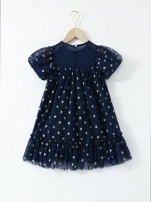 Vestido casual de verano de malla con lunares para niña joven