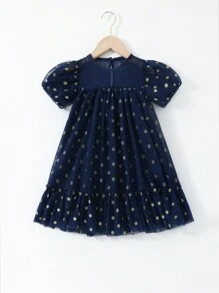 Vestido casual de verano de malla con lunares para niña joven