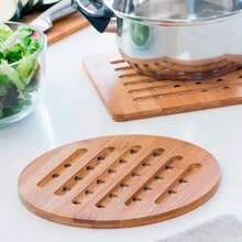 Jogo 3 descanso de panela apoio bambu suporte protetor mesa toalha cozinha bancada forma travessa bule chaleira sopeira