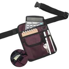 Server Pouch Restaurant Waist Money Apron Bag With Adjustable Belt Buckle For Waitress Waiter Small (Wine Red) - Burgundy - View 5