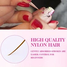 1支專業指甲藝術刷細筆,金屬手柄帶雙頭,適用於修指甲 - 金色 - 查看 4