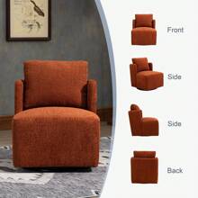 HOMEFUN Swivel Barrel Chair, Comfy Round Accent Sofa Chair For Living Room, 360 Degree Swivel Barrel Club Chair, Leisure Arm Chair For Nursery, Hotel, Bedroom, Office, Lounge - 橘色 - 查看 3