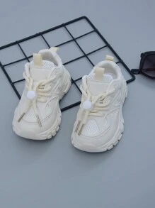 Spring New Arrival Toddler Girls' And Boys' Neutral Sport Shoes, Fashionable Chunky Sneakers, Big Kids' White Shoes, Suitable For Spring And Autumn