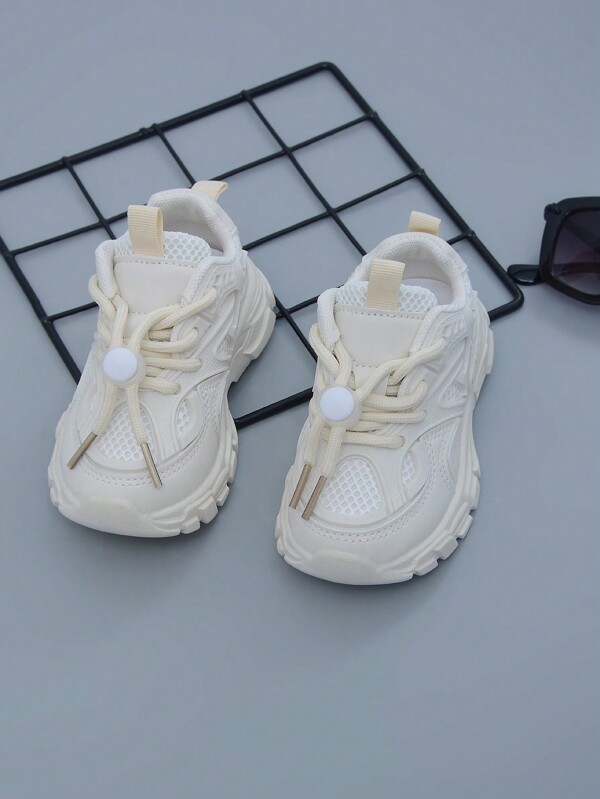Spring New Arrival Toddler Girls' And Boys' Neutral Sport Shoes, Fashionable Chunky Sneakers, Big Kids' White Shoes, Suitable For Spring And Autumn