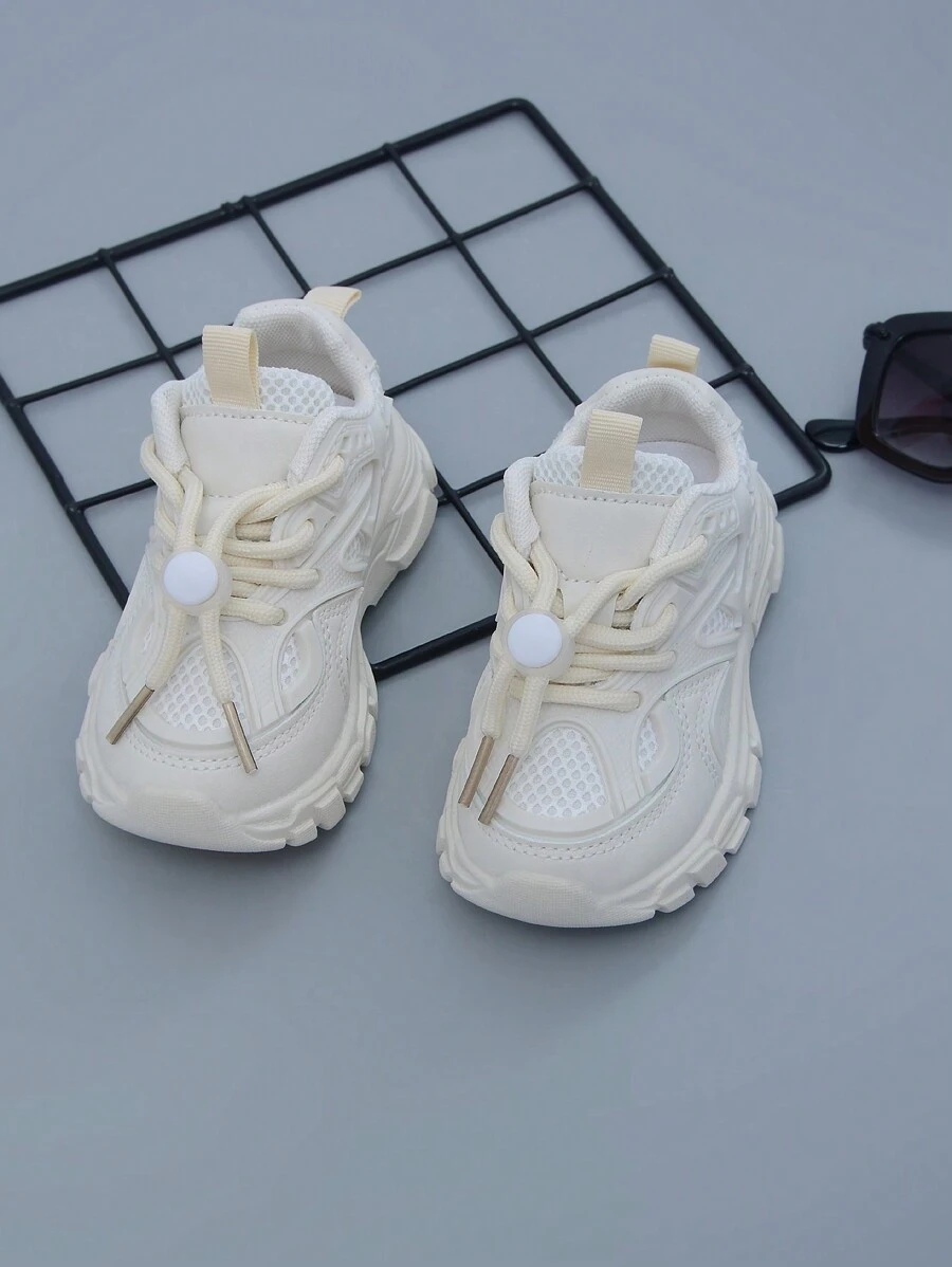 Spring New Arrival Toddler Girls' And Boys' Neutral Sport Shoes, Fashionable Chunky Sneakers, Big Kids' White Shoes, Suitable For Spring And Autumn