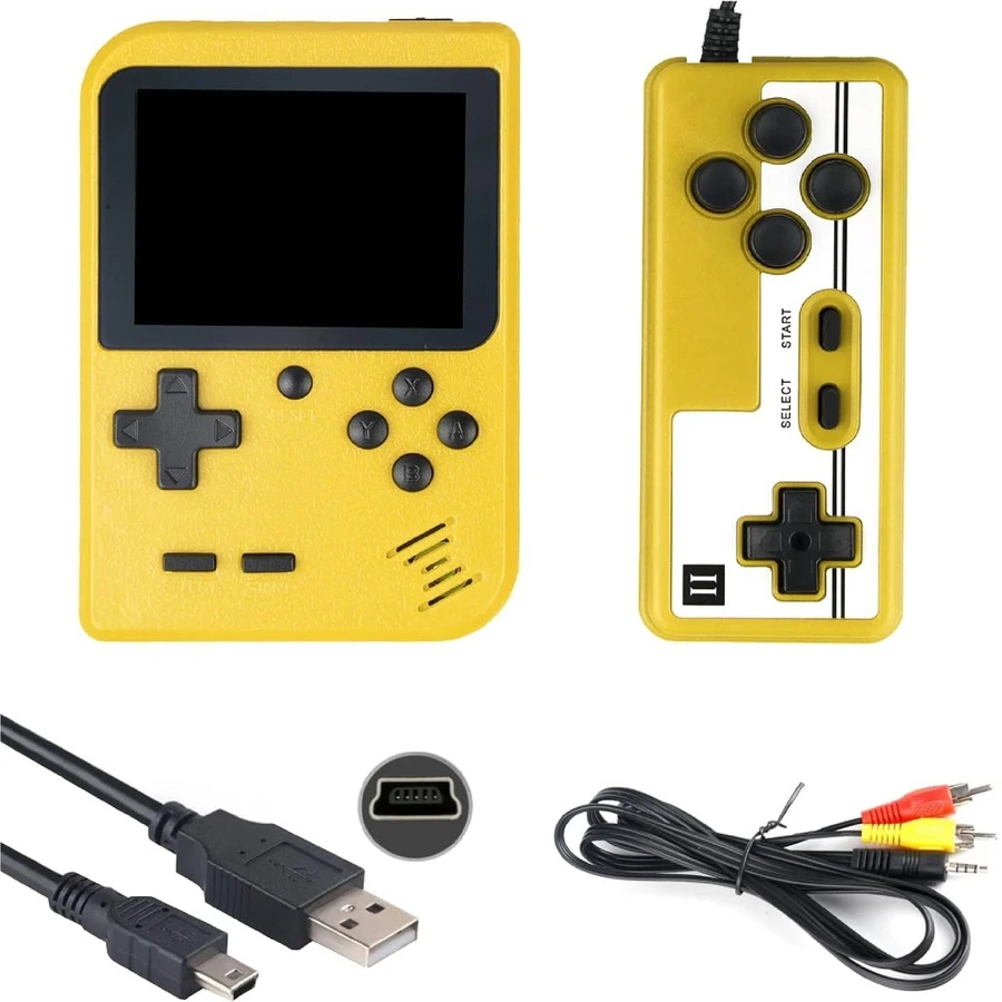 Mini Consola de Juegos Portátil Retro con 400 Juegos Clásicos con Pantalla de  3.0 Pulgadas, Batería Recargable Integrada de 1020 mAh para Conectar TV y  con Controller paper Dos jugadores - Amarillo - Ver 1