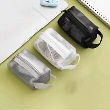 1個網眼收納袋,化妝包,旅行便攜拉鍊收納袋,透明精美文件夾,包