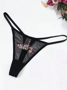 Bragas De Tanga Transpirables Con Estampado De Encaje Y Dibujos Animados Para Mujer