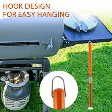 21英寸的披薩爐刷，帶有木柄、銅刷和刮刀，披薩石清潔工具，堅固的燒烤清潔刷，適用於披薩石材清潔 - 橘色 - 查看 6