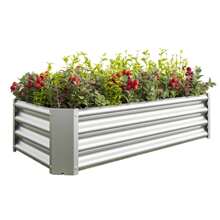 Galvanized Raised Garden Bed Kit, Galvanized Planter Garden Boxes Outdoor Flowers Plants, Vegetables Herb Rectangle Large Metal For Vegetables Flowers Plants Herb Large Outdoor Raised Planter Box Kit, Black/Green/Silver - 銀色 - 查看 11