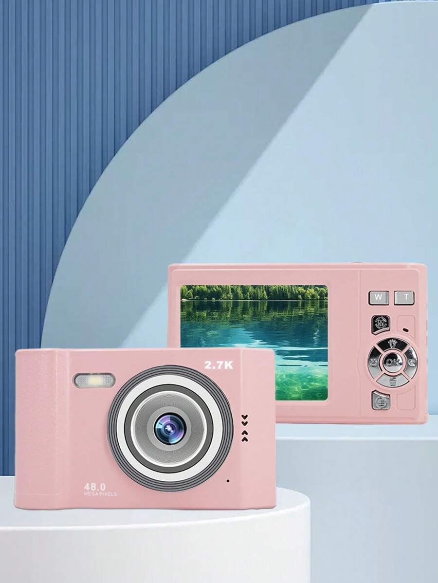 1台入門級復古數位相機高清小型便攜式ccd學生派對小相機禮物-粉色 - 粉色 - 查看 1
