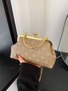 Chinese Style Evening Handbag For Women Colorful Rhombus Pattern Shoulder & Crossbody Bag With Chain Strap - Khaki - View 2