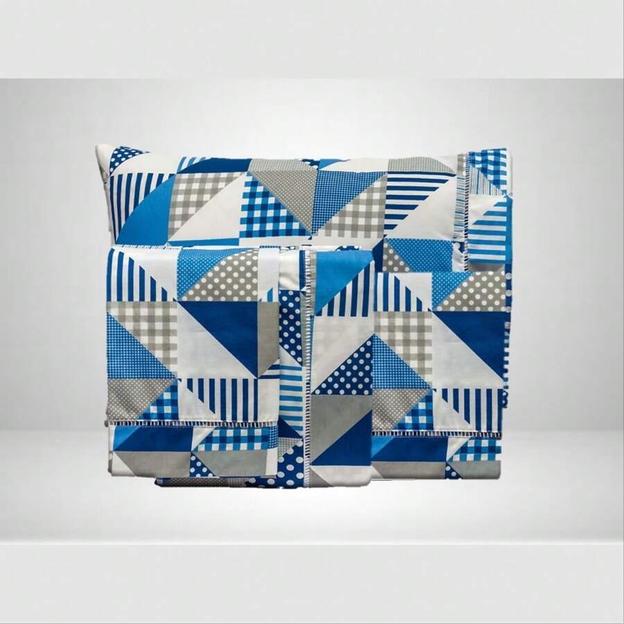 Fitted Sheets - Blue Geometric - View 1
