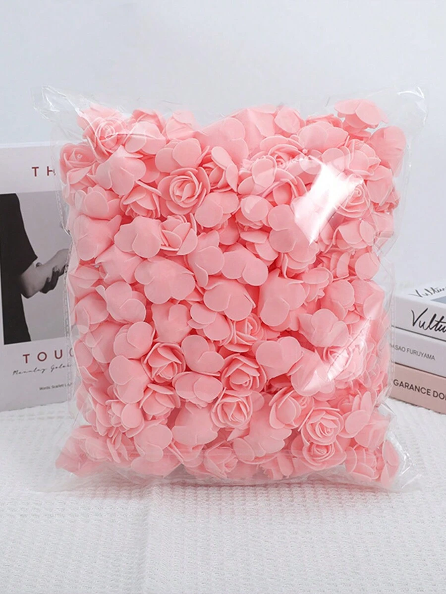 50 件仿香槟色玫瑰泡沫花迷你泡沫玫瑰头人造花散装适用于 DIY 工艺品、婚礼花束、婴儿淋浴中心、派对桌饰、家居装饰