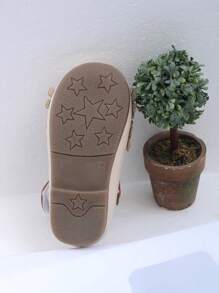 女童花朵钩环皮革乐福鞋，时尚儿童鞋防滑软底莫卡辛鞋，春/秋 - 米色 - 查看 5