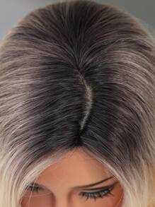 7JHH WIGS 18 英寸中长渐变金色卷发假发，女士齐肩波浪假发，侧分刘海，天然合成耐热纤维假发，适合女孩日常派对使用 - 金色 - 查看 7