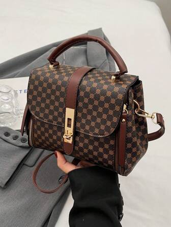 1pc Multicolor Pu Material Shoulder Bag With Metal Buckle, Multiple Compartments, Fashionable And High-End For Ladies To Use At Work, Shopping, Parties, Or Traveling