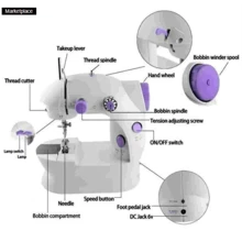 Mini Máquina de Coser Portátil Automático Eléctronico Compacta Doble Velocidades Controlar Doble de Hilos - Blanco - Ver 3