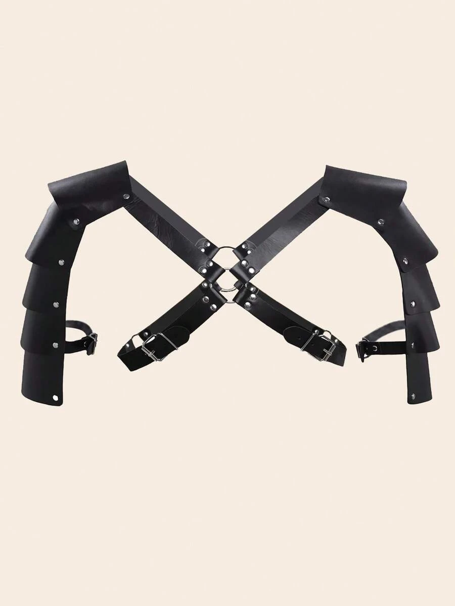 1pc Casual Punk Style PU Leather Shoulder Strap Decor, Cosplay Prop