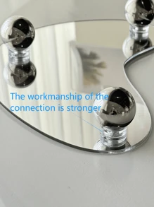 1pc Ins-Style Tortoiseshell & Leopard Print Metal Tray, Wooden Balls, Transparent Asymmetrical Geometric Aromatherapy Fragrance Stand, Luxury Home Decor Accessory, Acrylic Black Mirror Moon Tray