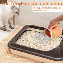 Cuchara para Arena para Gatos, Pala Gato 2 en 1,Kit de Pala de Arena para Arena para Gatos, Sistema de Cuchara para Tamiz de Arena para Gatos, Portátil Desmontable,con 60 Bolsa de Basura - Gris - Ver 7