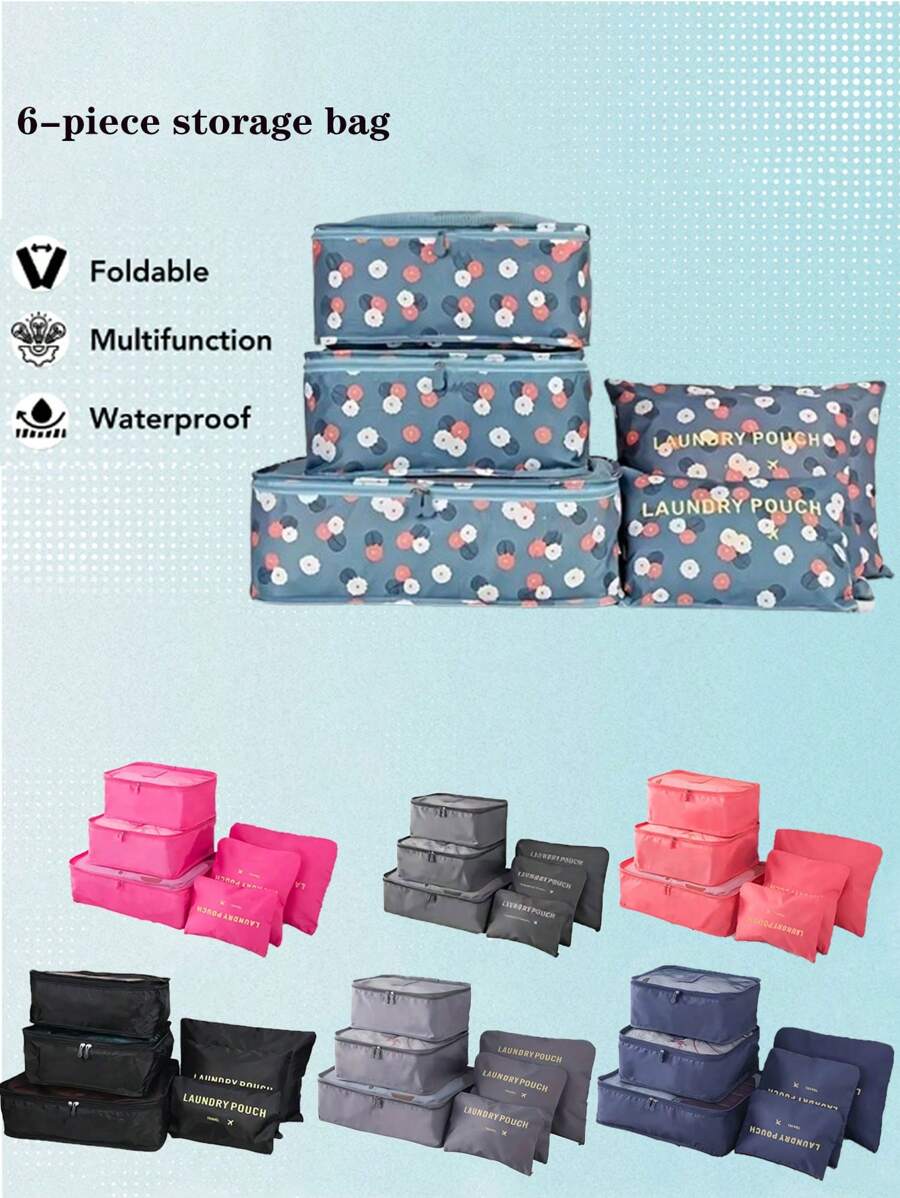 6 件旅行收納袋套裝,多用途行李收納盒,旅行必需品,手提箱,衣櫃。非常適合分類衣服、鞋子和日常用品 - 彩色 - 查看 1