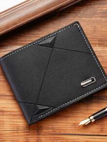 1入男士簡短錢包,多卡槽,時尚休閒摺疊款,輕便三折橫式柔軟皮夾適用於年輕人 - A - 查看 2