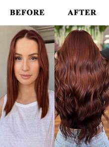 6pcs/Set Soft Wavy Hair Extensions, 20 Inch Red-Brown Clip-In Curly Synthetic Fiber Hair Extensions, Suitable For Halloween Party And Daily Use - Rusty Rose - View 8