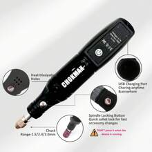 1套小型無線旋轉工具,可調速電動雕刻機,usb可充電旋轉工具套件,適用於磨光、打磨、雕刻等電動旋轉diy研磨機 - 黑色 - 查看 2